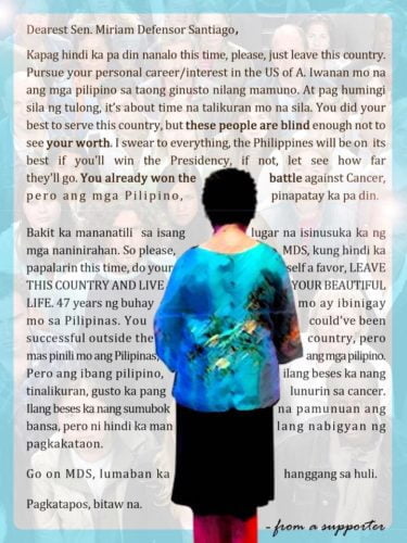 Sen. Miriam Defensor Santiago-open-letter