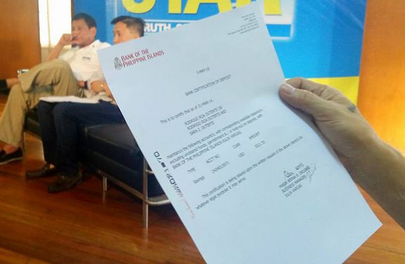 Mayor Rody Duterte Bares Certificate Of His BPI Dollar Account PhilNews