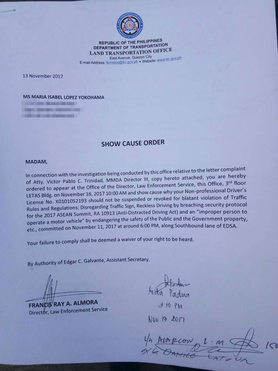 show-cause-order-to-maria-isabel-lopez-presented-by-lto