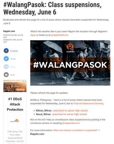 Rappler Article Walang Pasok