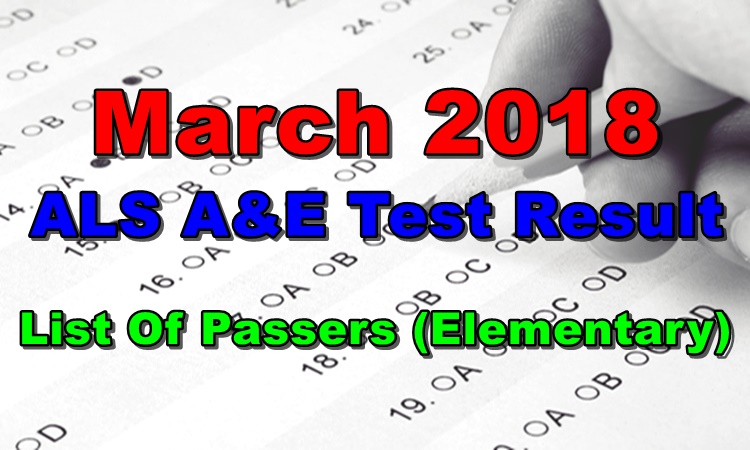 March 2018 ALS A&E Test Result