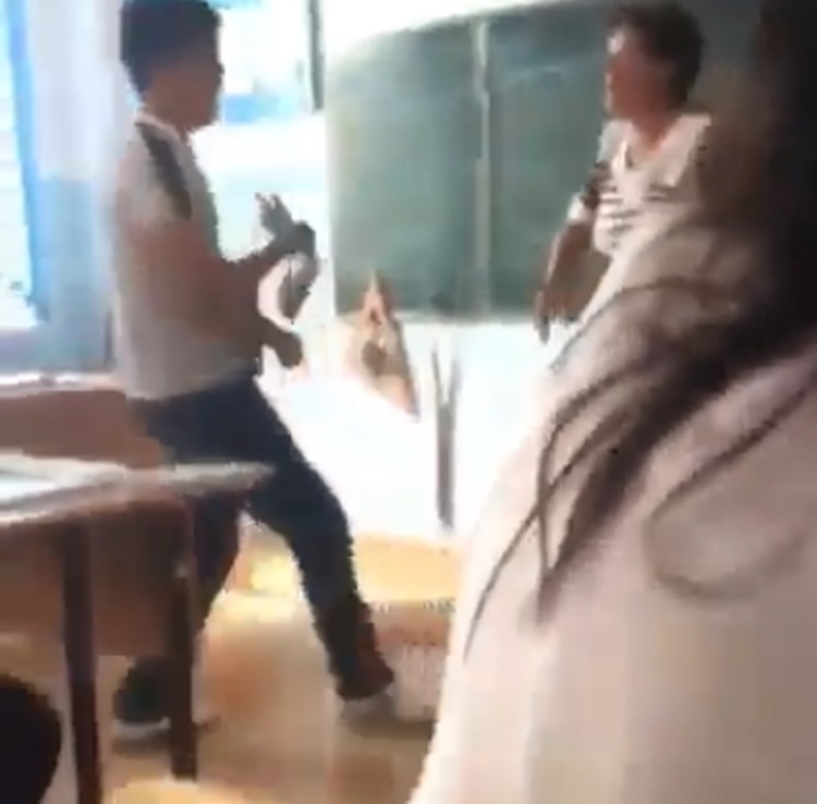 Rude School Teacher Abusing Student Inside Th