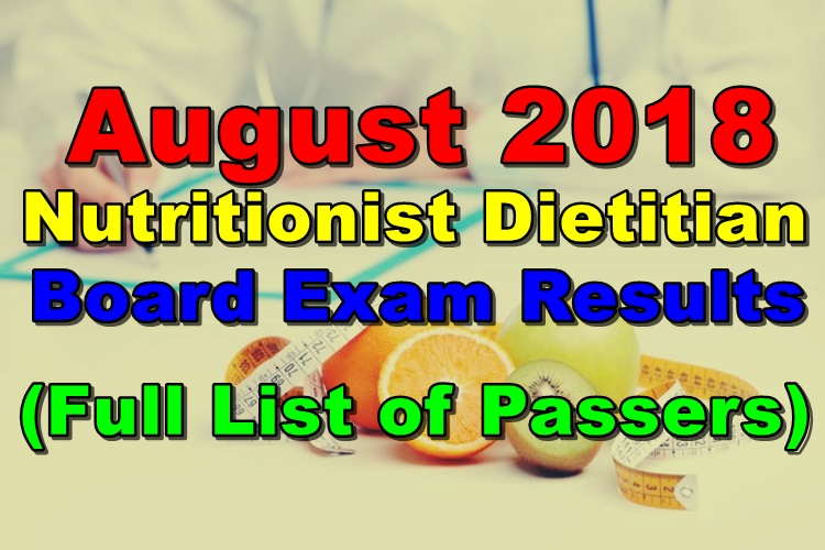 August 2018 Nutritionist Dietitian Board Exam