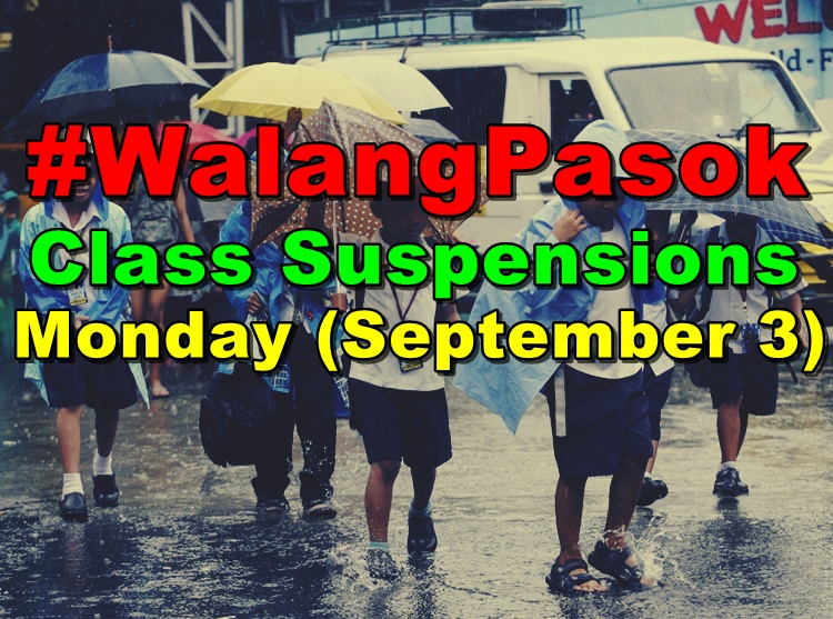 #WalangPasok: List Of Areas Under Class Suspensions (September 3)