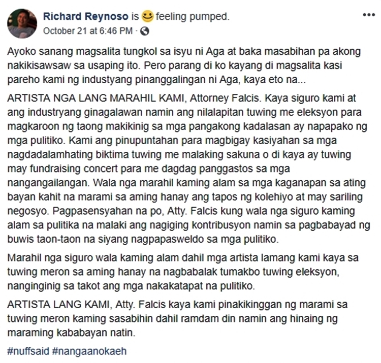 Aga Muhlach Statement