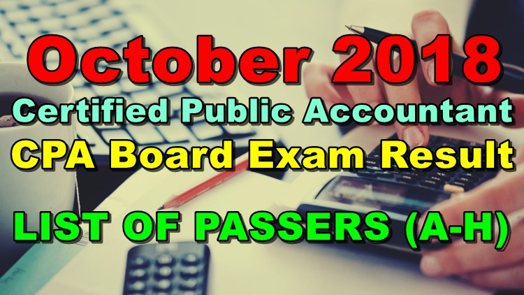 CPA Board Exam Result October 2018 (A-H List Of Passers)