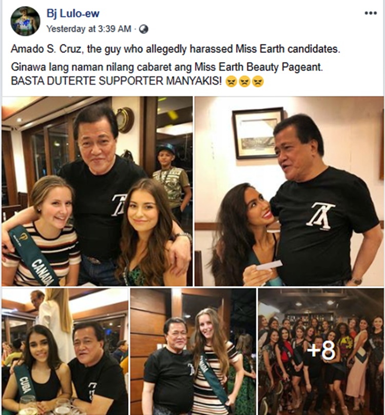 Amado S. Cruz Photos With Miss Earth Candidates Circulate Online