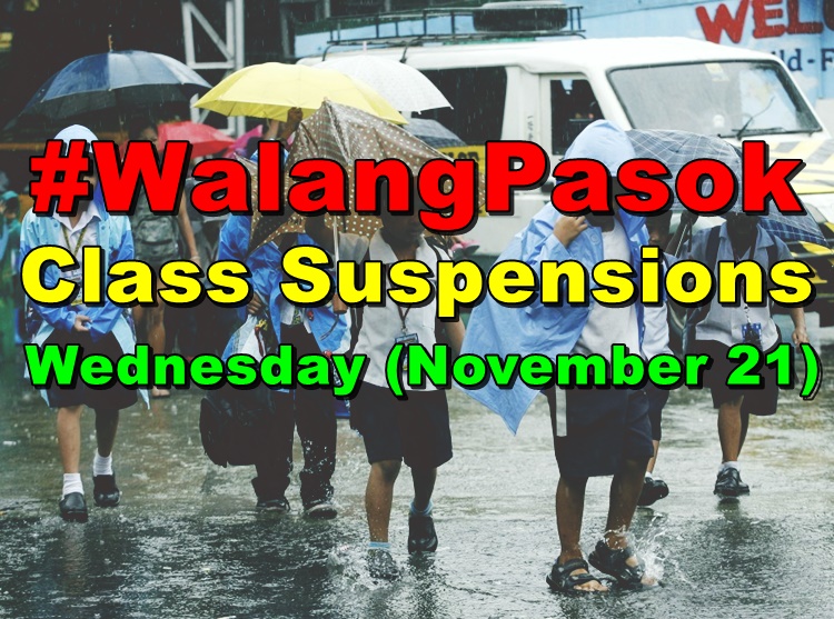 #WalangPasok: Class Suspensions On Wednesday (November 21)