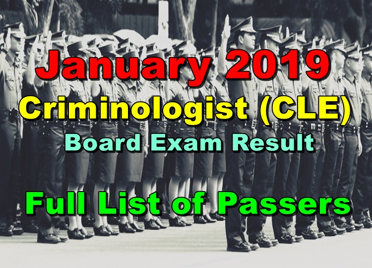 Criminologist CLE Board Exam Result January 2019