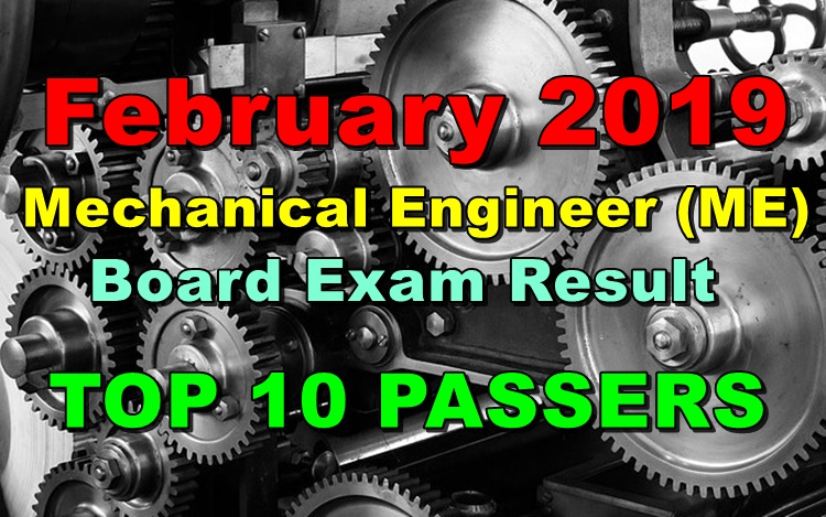 Mechanical Engineer Board Exam Result February 2019 (Top 10 Passers)