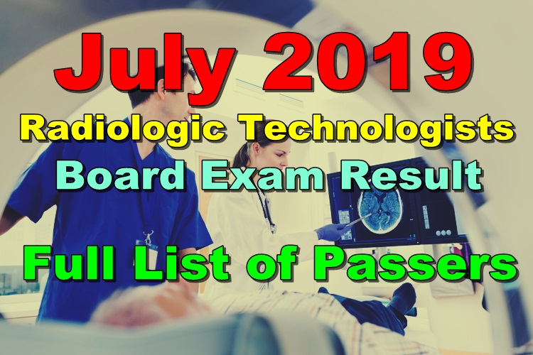 Radiologic Technologists Board Exam Result July 2019 (FULL LIST)