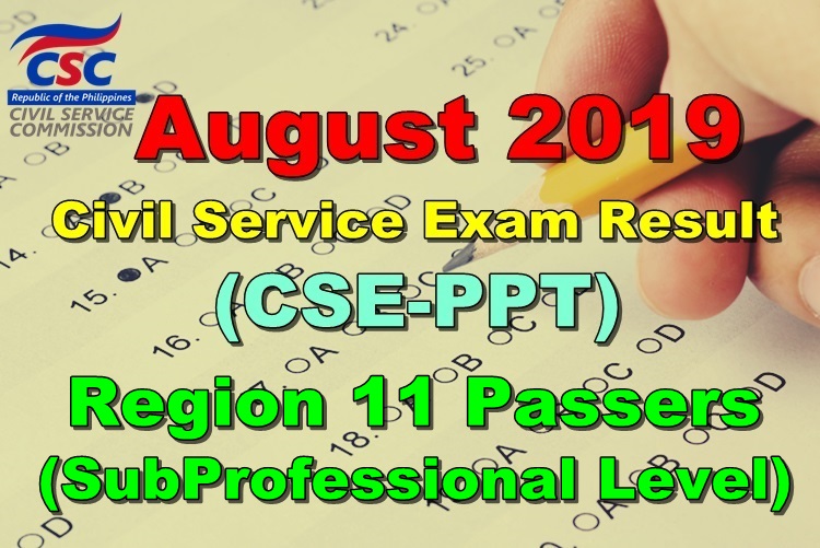 Civil Service Exam Result August 2019
