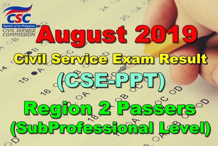 Civil Service Exam Result August 2019
