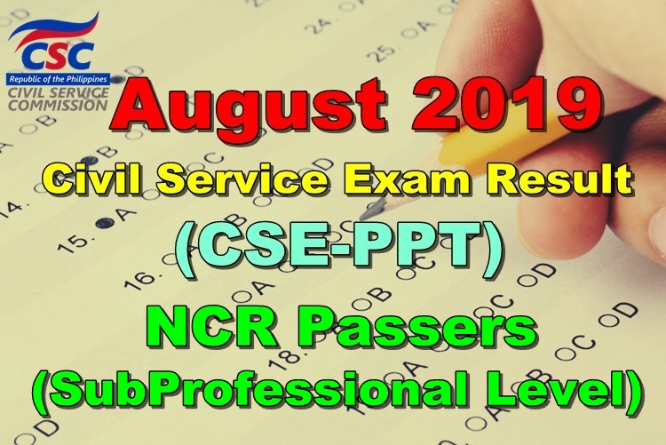 Civil Service Exam Result August 2019