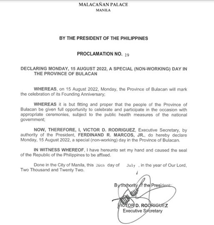 August 15 2023 Declared A Working Holiday In Bulacan , 42 OFF