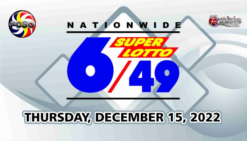 6 49 LOTTO RESULT Today Thursday December 15 2022 Official PCSO