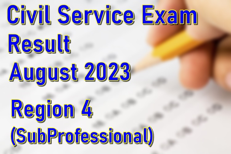Civil Service Exam Result August 2023 Region 4 Passers