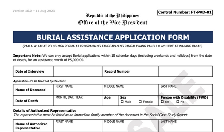 Ovp Burial Assistance Application Form Download Philnews 7741