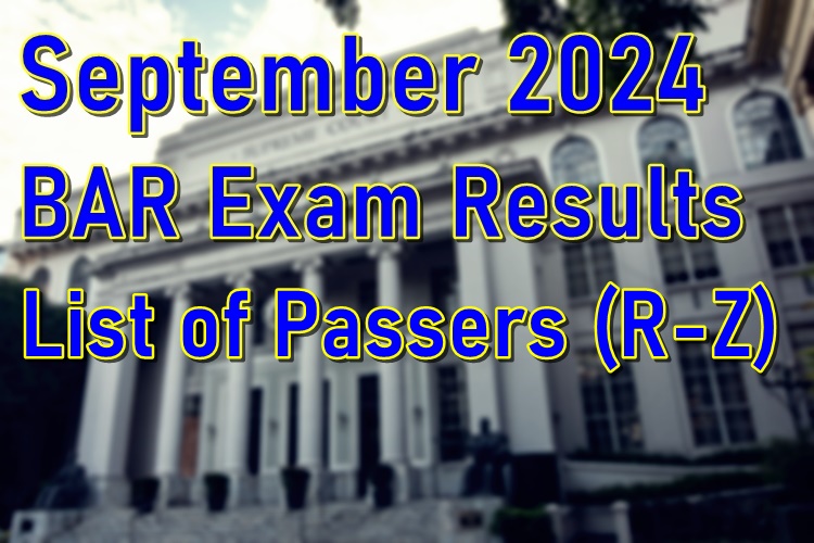 BAR Exam Result 2024 List of Passers (RZ) PhilNews