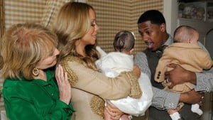 Mariah and Nick with their twins Monroe and Morrocan