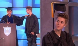 Justin Bieber Graduated on Ellen Stage