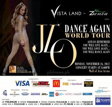 Jennifer Lopez Manila Concerts Ticket Prices Jennifer Lopez Live in Manila