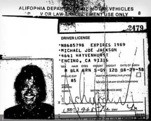 Michael Jackson Drivers License Pictures