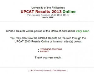 UPCAT 2013 Results