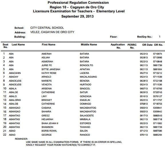 room assignment let october 2022 cagayan de oro city