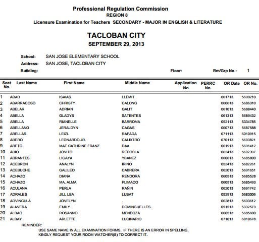 room assignment let october 2 2022 tacloban city