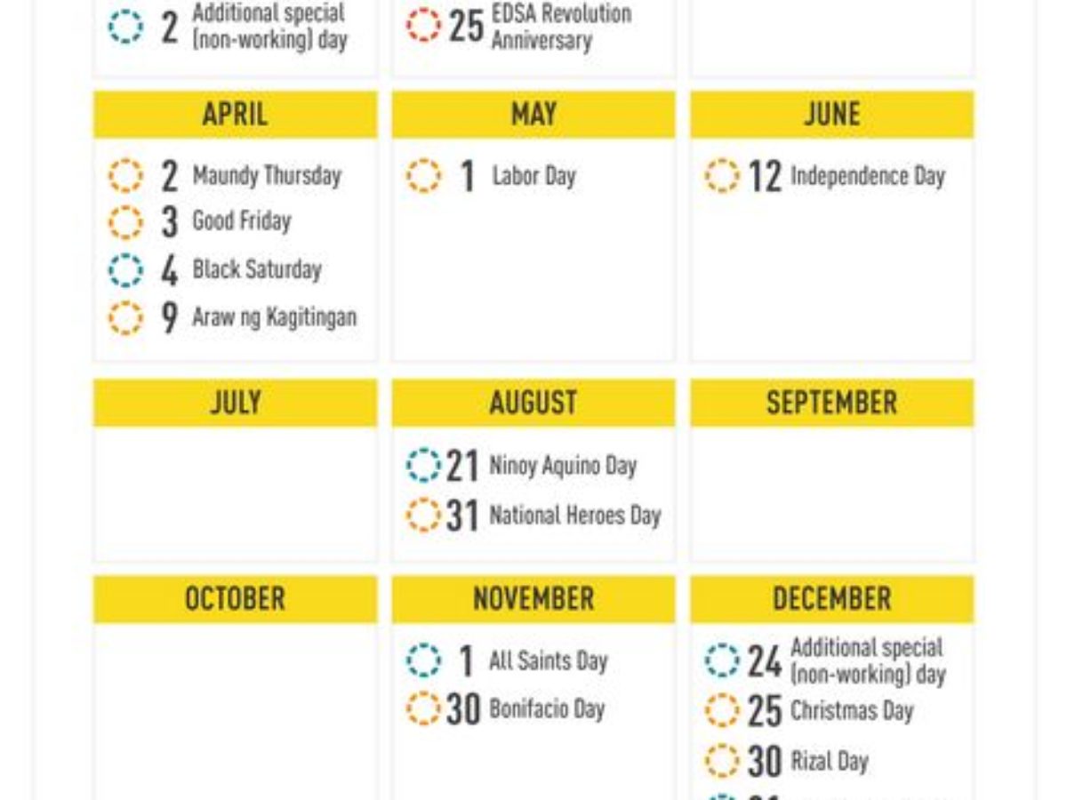 15 List Of Official Holidays Released By Malacanang Philippine News