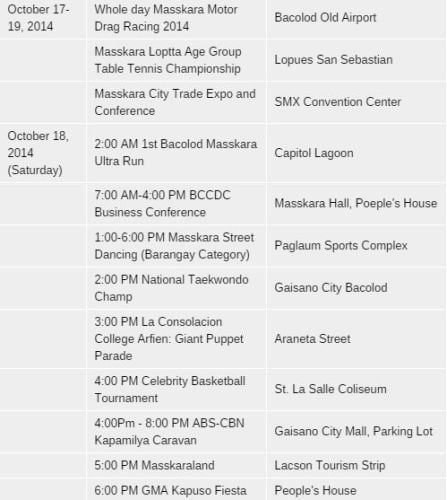 Masskara Sched