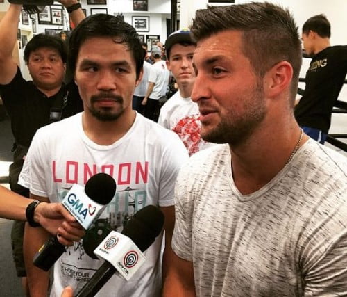 Tim Tebow Visits Manny Pacquiao Before Mayweather Fight ...
