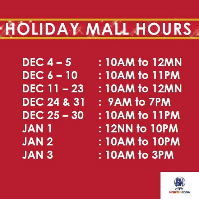 SM Malls Schedules for Christmas 2015 & New Year 2016 PhilNews