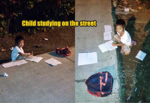 Child Studying on the street viral