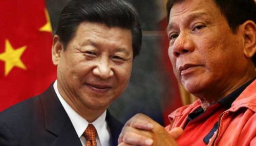 Chinese President Xi Jinping and Philippine President Rodrigo Duterte