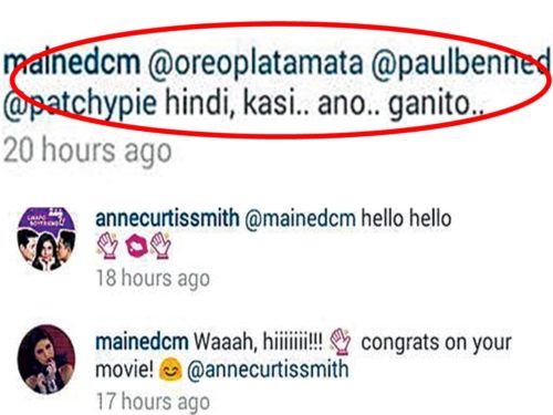 Anne Curtiz And Maine Mendoza Exchange Brief Comments On Instagram