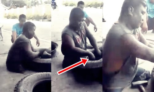 man without legs still working