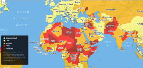 Look Travel Risk Map Shows Worlds Most Dangerous Countries 5650