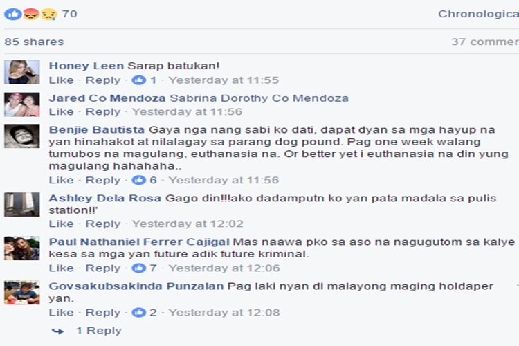 comments of the netizens