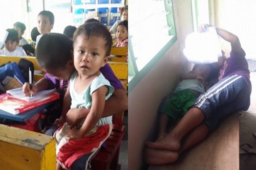 Photos Of A Studious Boy In Class With His Toddler Brother Goes Viral