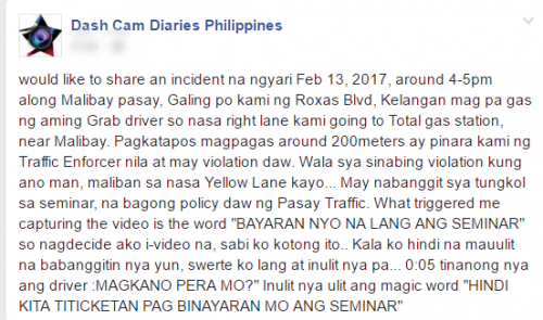 Viral: Pasay Traffic Enforcer Caught On Video Selling 'Seminar' To Motorist
