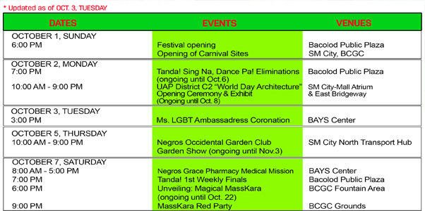 festival schedule 2017