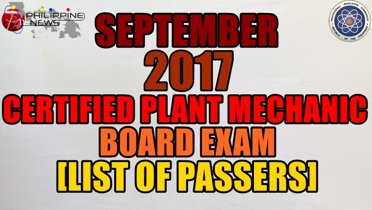 September 2017 Certified Plant Mechanic Passers
