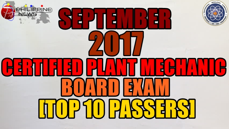 September 2017 Certified Plant Mechanic Top 10