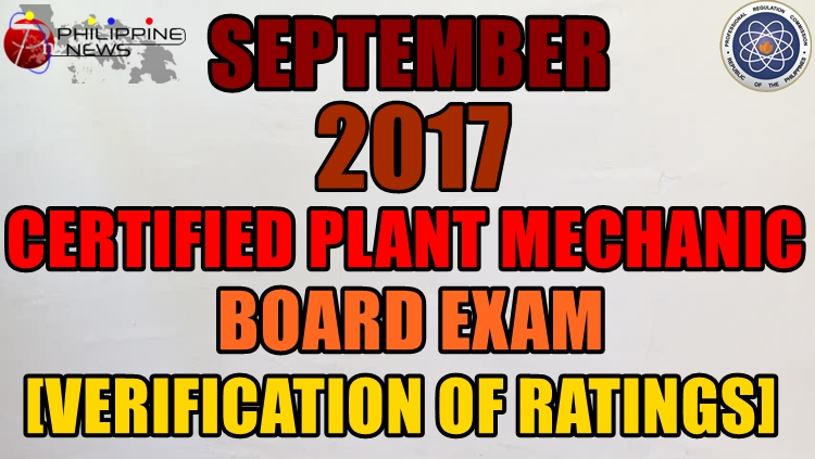 September 2017 Certified Plant Mechanic Verification of Ratings