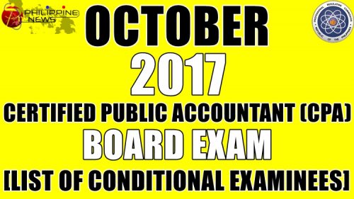 October 2017 CPA Board Exam List of Conditional Examinees