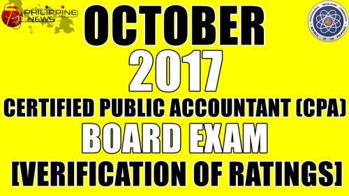 October 2017 CPA Board Exam Verification of Ratings