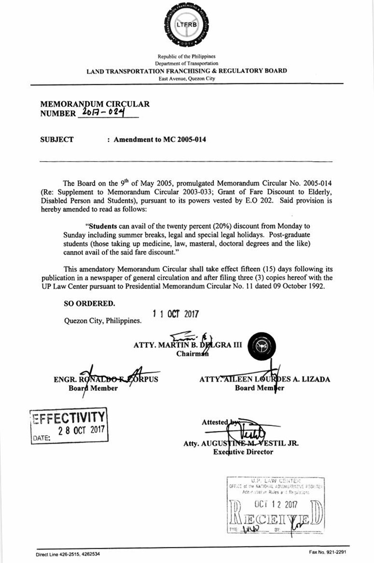 Student Fare Discount