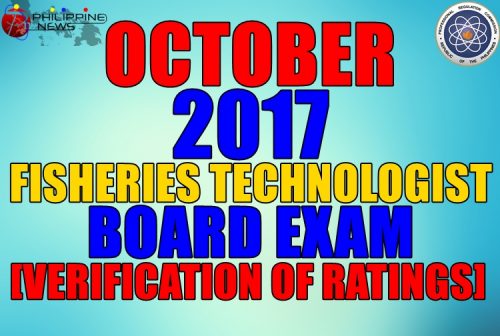 October 2017 Fisheries Technologist Board Exam Verification of Ratings